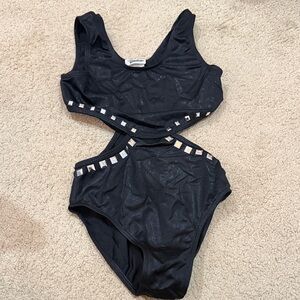Random Hearts Stylish Black Kids One Piece Swimsuit